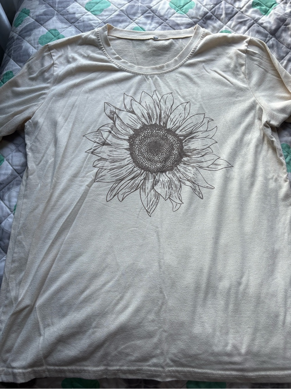 Women's Cream Short-Sleeve Sunflower Graphic Tee